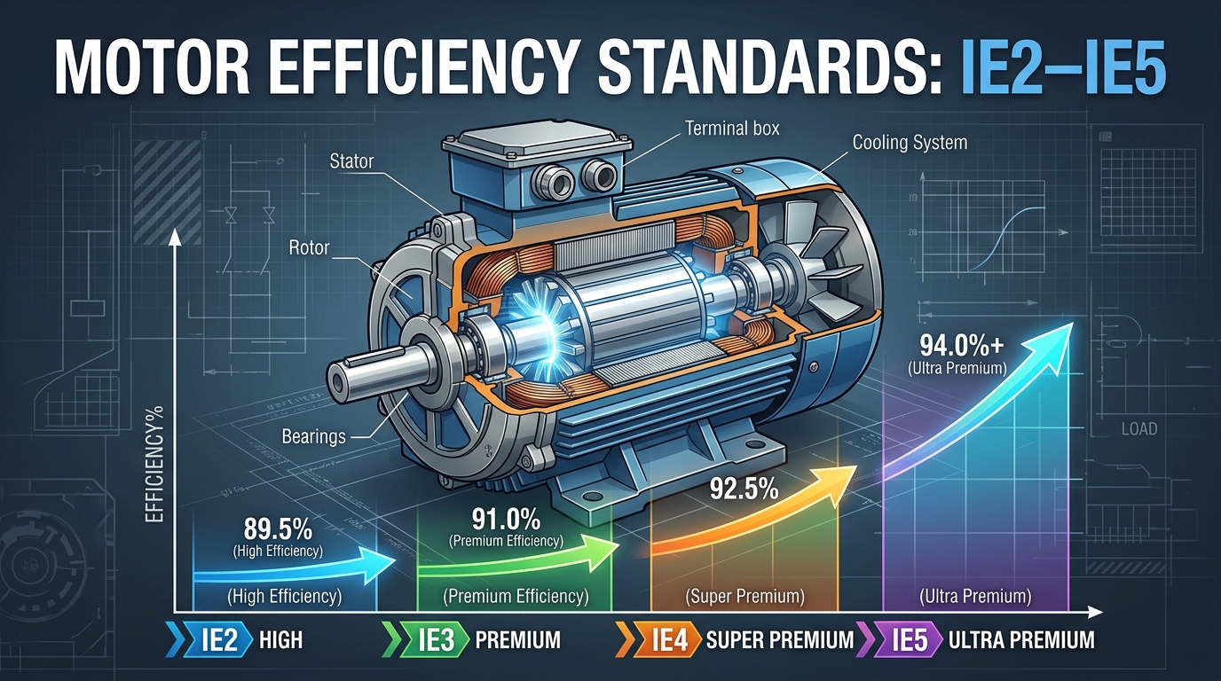 Motor Efficiency Standards: IE2, IE3, IE4 & IE5 Explained for Indian Plant Managers